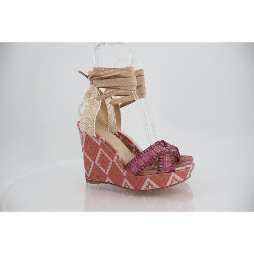 Theodora & Callum Stuart Weitzman Platform Espadrille Wedge Sandal Pink Size 10